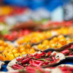 A picture of red and orange chilli peppers